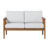 Contemporary Cushioned Eucalyptus Wood Patio Loveseat ‚Äì Brown