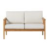 Contemporary Cushioned Eucalyptus Wood Patio Loveseat ‚Äì Natural