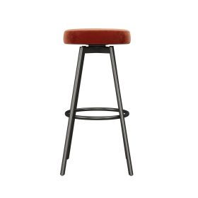Modern Glam Upholstered Faux Velvet Bar Stool ‚Äì Rust