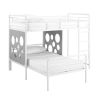 Modern Geo Cutout Colorful Twin L-Shaped Bunk Bed ‚Äì White / Cool Grey