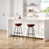 Modern Glam Upholstered Faux Velvet Bar Stool ‚Äì Rust