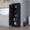 Black 5-Shelf Storage Pantry Cabinet