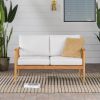 Contemporary Cushioned Eucalyptus Wood Patio Loveseat ‚Äì Natural
