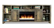 Bridgevine Home Joshua Creek 84 inch Electric Fireplace TV Stand for TVs up to 95 inches, Barnwood Finish