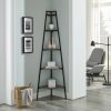 Modern Industrial Metal and Wood Corner Bookshelf ‚Äì Grey Wash