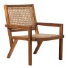 Coastal Solid Wood and Rattan Outdoor Accent Chair ‚Äì Dark Brown