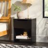Modern Minimalist 1-Drawer Nightstand with Cubby ‚Äì Black