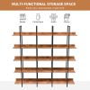 5 Tier Bookcase Home Office Open Bookshelf, Vintage Industrial Style Shelf, MDF Board, Black Metal Frame, Brown