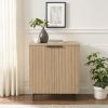 Modern Scandi Fluted-Door Storage Console ‚Äì Coastal Oak