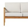 Contemporary Cushioned Eucalyptus Wood Patio Loveseat ‚Äì Natural