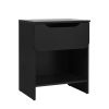 Modern Minimalist 1-Drawer Nightstand with Cubby ‚Äì Black