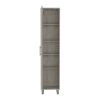 DEPOT E-SHOP Dryden Tall Narrow Storage Cabinet with 5-Tier Shelf and Broom Hangers, Concrete Gray