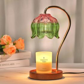 Dimmable Candle Warmer Lamp with Timer Flower (Color: A1-Flower Pink Green)