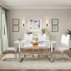 5-Piece Dining Table Chairs Set, Rectangular Dining Room Table Set for 4, Modern Dining Table with 4 PU Leather Chairs for Kitchen Dining Room, White